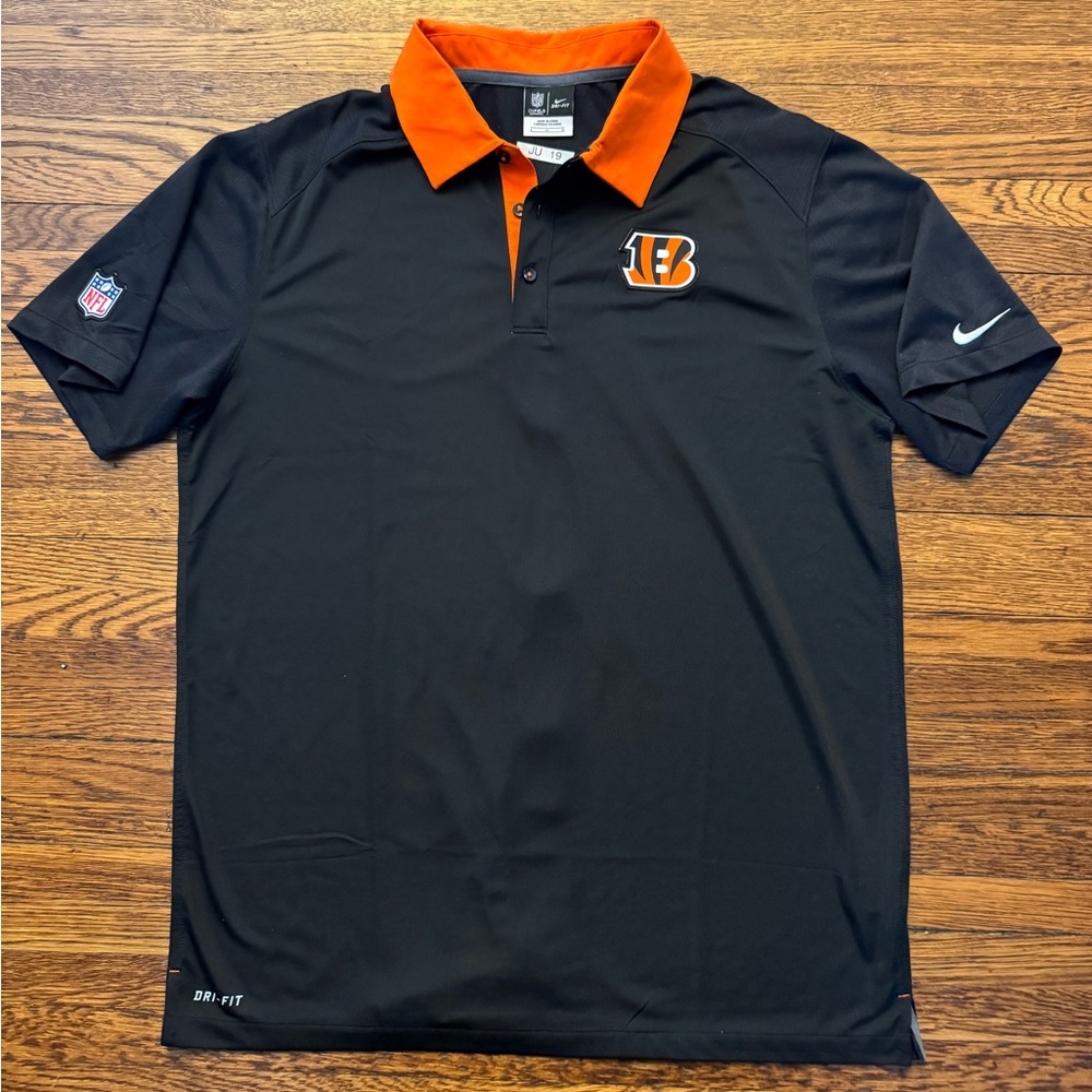 Cincinnati Bengals Nike Dri Fit NFL Black Short Sleeve Polo Shirt Men's Nike NFL
